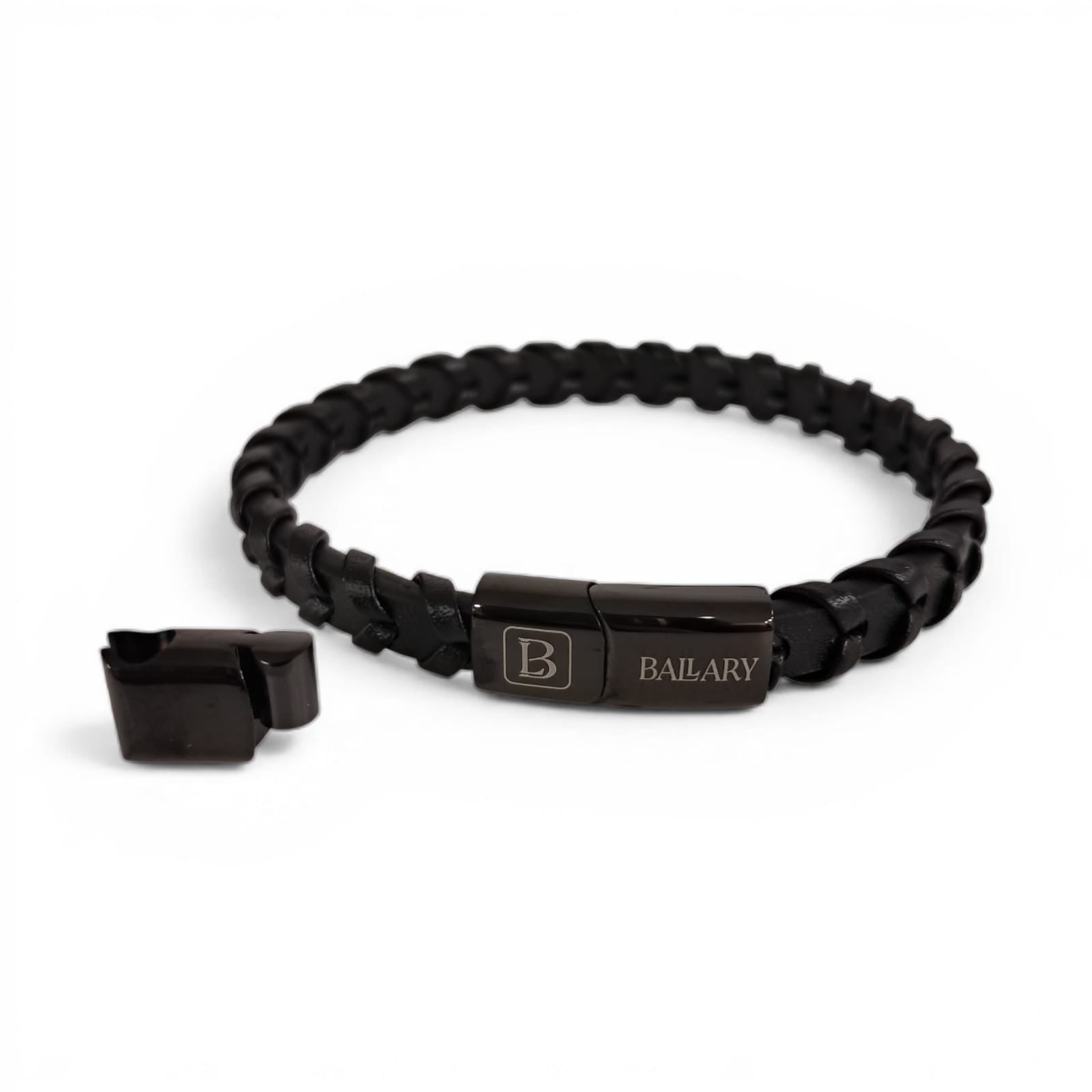 Pulsera Cuero Genuino "Helix Black" – Cuero + Cierre Imantado Ajustable