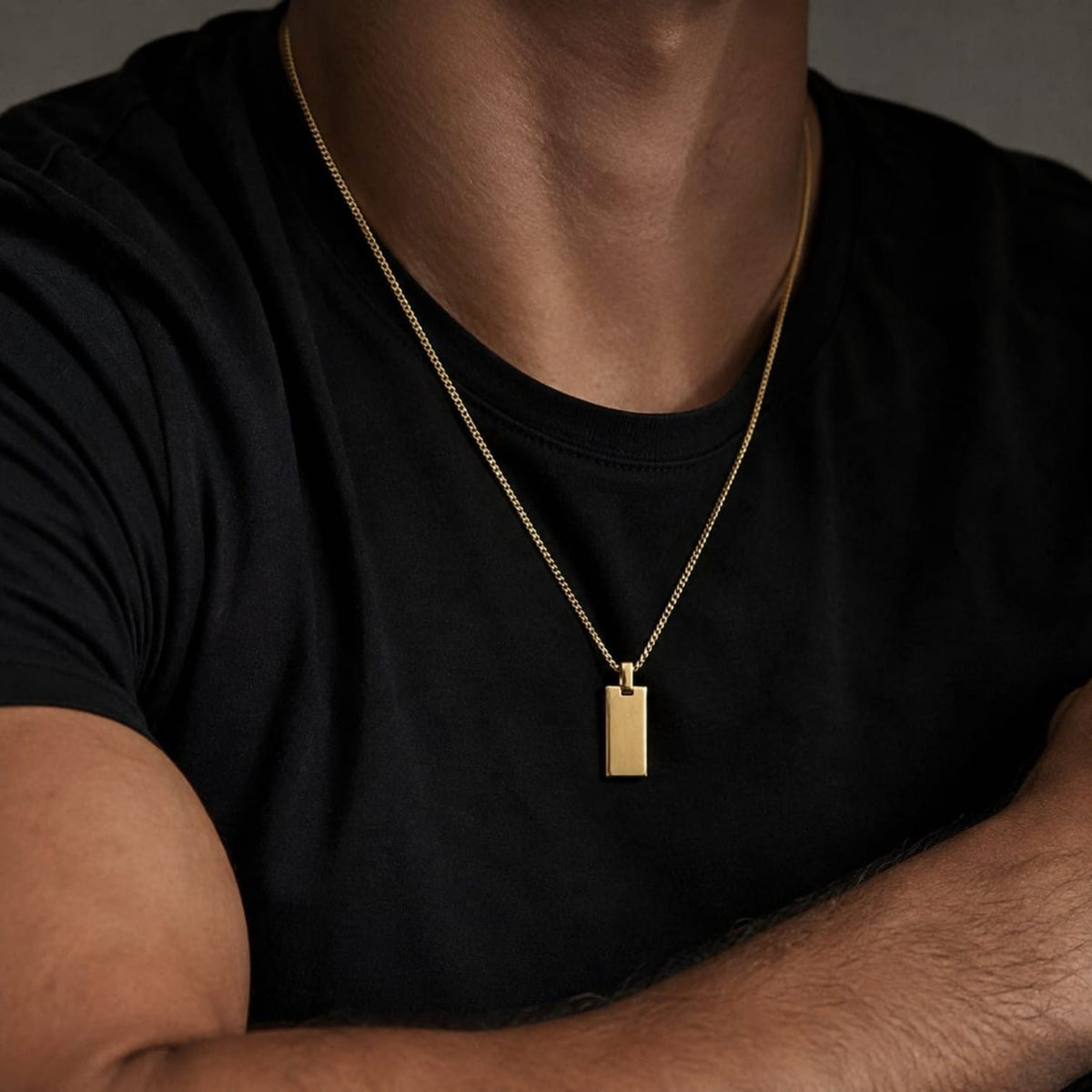 Collar Acero 316L – Placa Táctica– Gold Edition