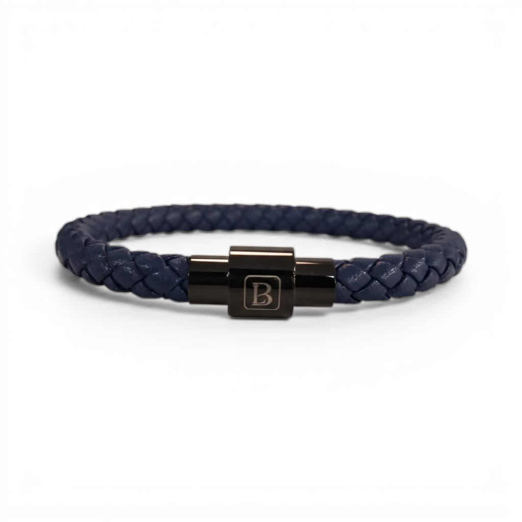 Pulsera Cuero Genuino "Elemental Braided" – Blue