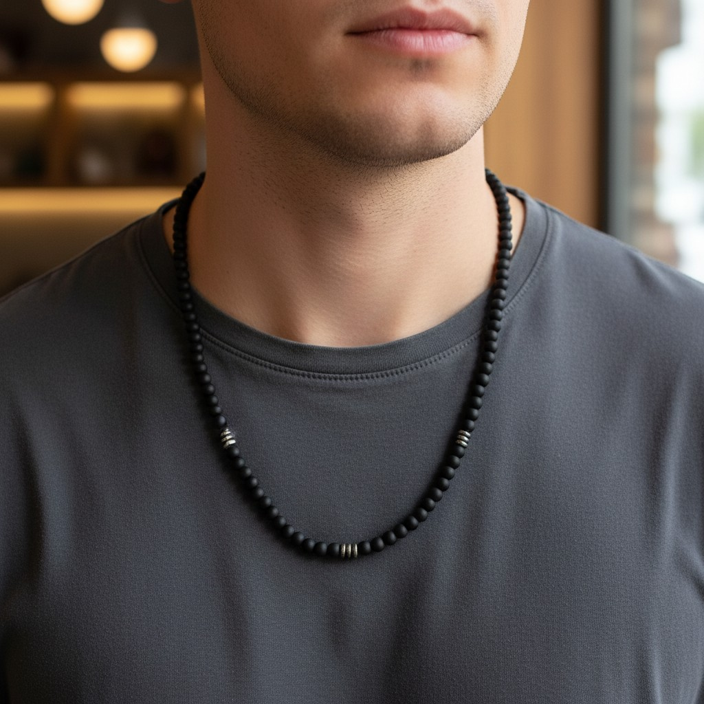 Collar Piedras Naturales – Ónix Mate y Hematita