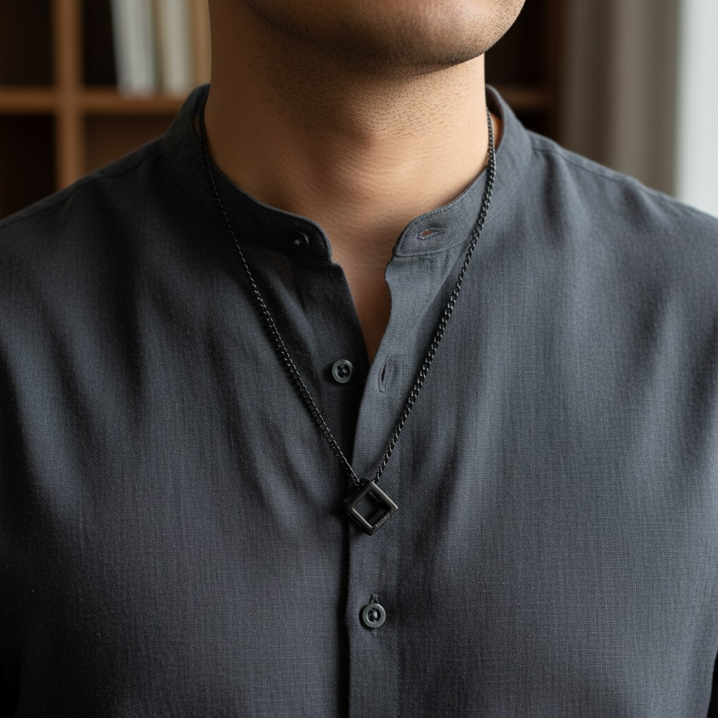 Collar Acero 316L  – "Cube" black