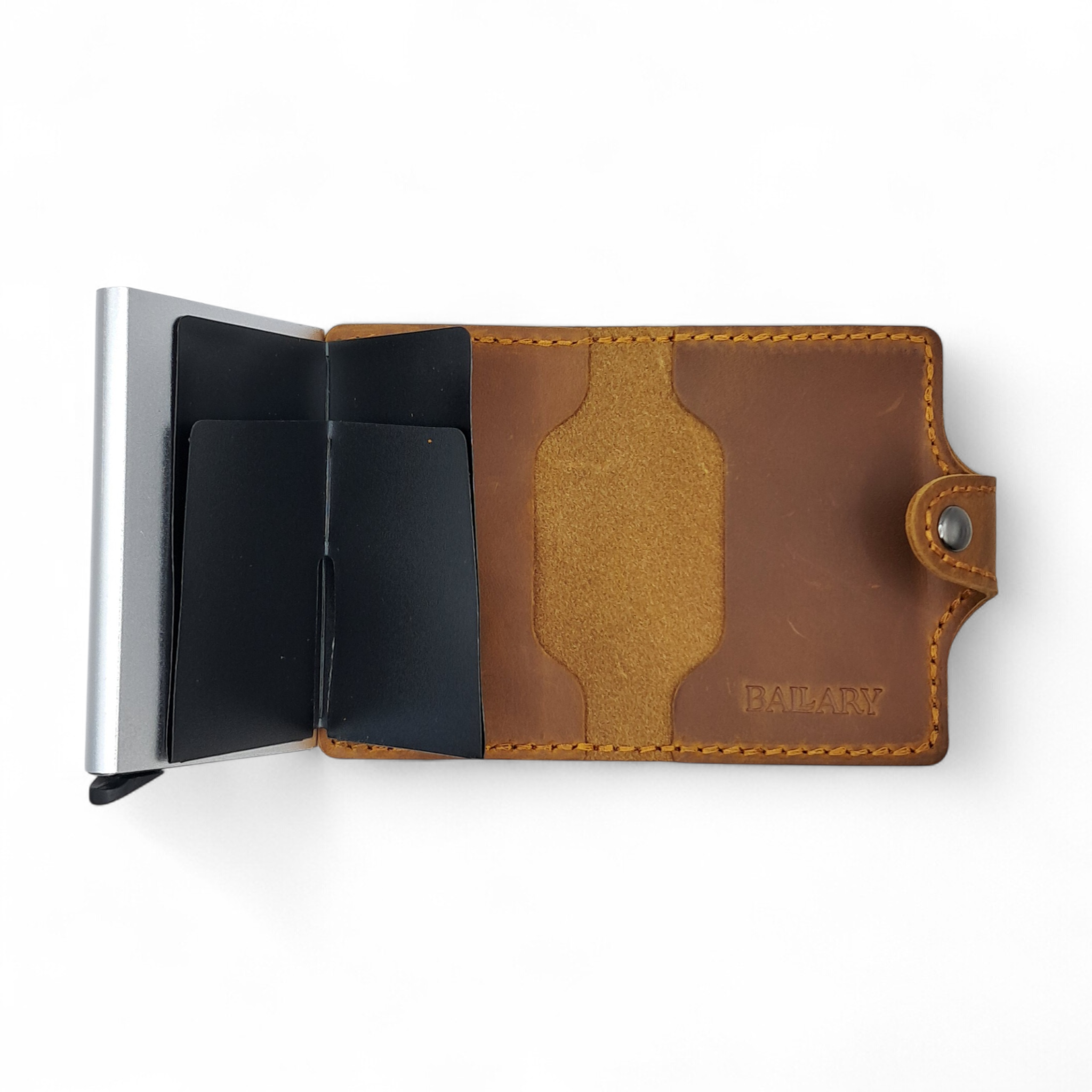 Billetera de Cuero Genuino – Tarjetero de Doble Hoja con Broche