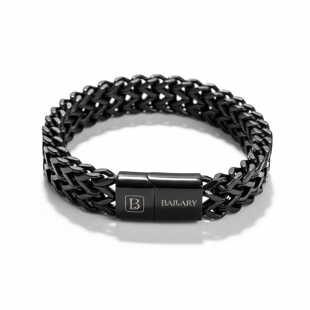 Pulsera Acero 316L Turín Cadena Ancha – Black