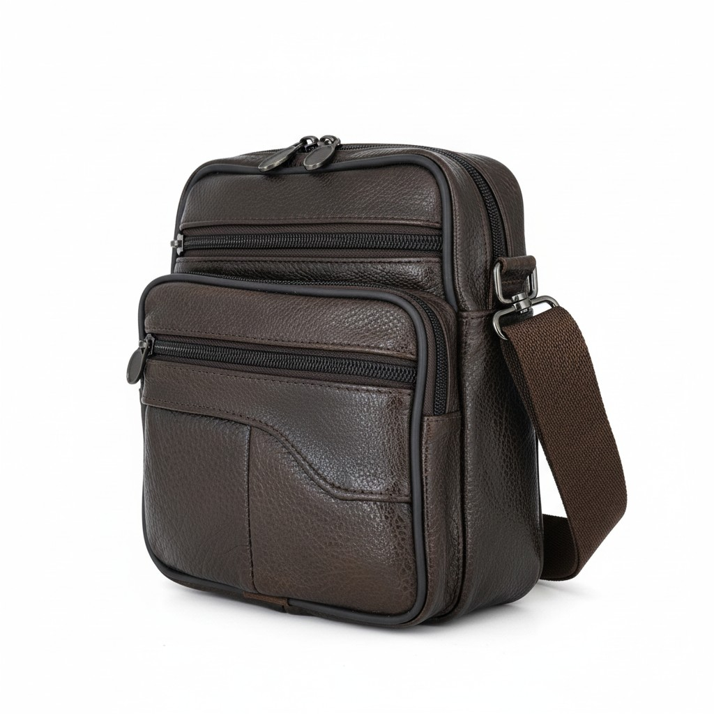 Bolso Mensajero de Cuero Genuino "Crossbody City" – Coffee