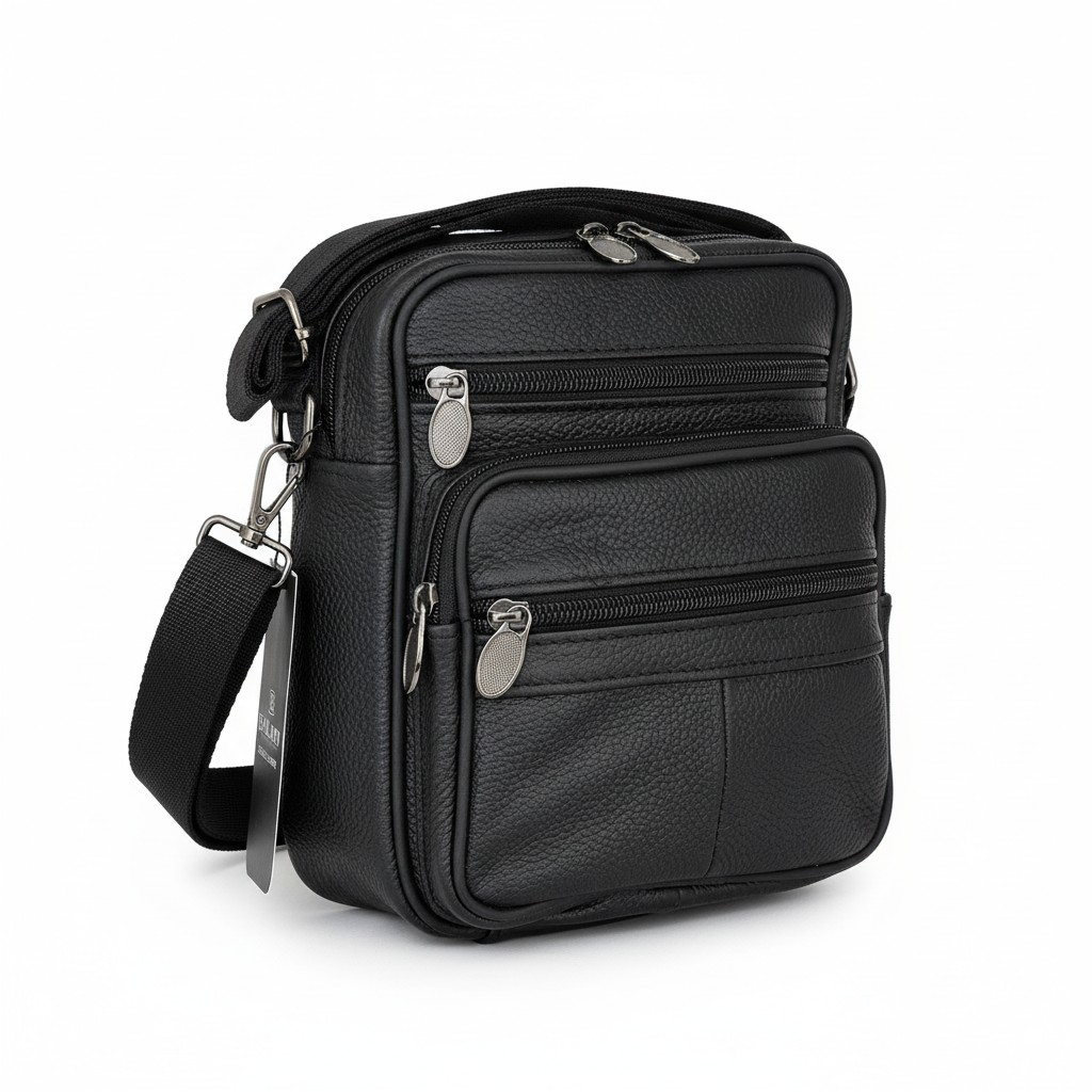 Bolso Mensajero de Cuero Genuino "Daily Carrier"– Black