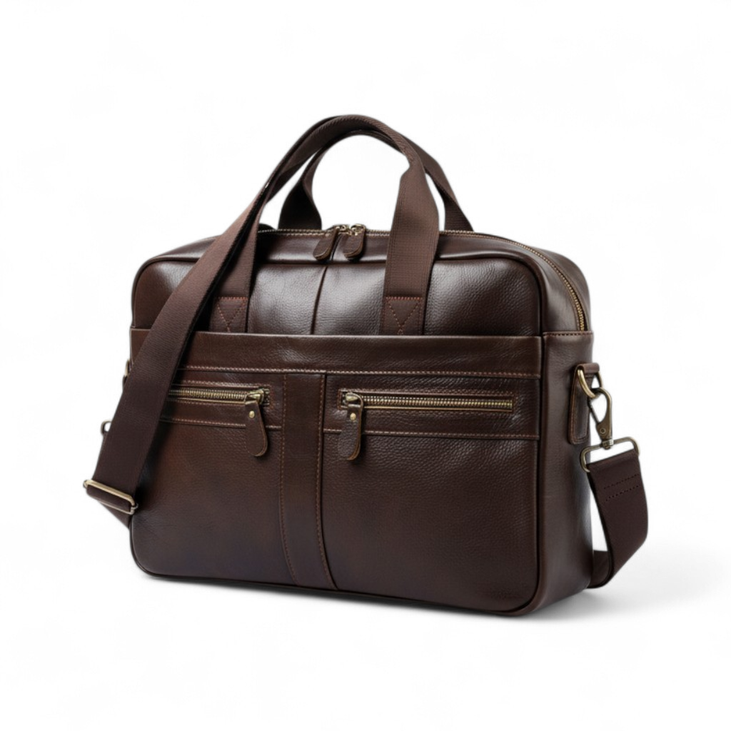 Bolso Maletín de Cuero Genuino "Voyager" – Darkcoffee
