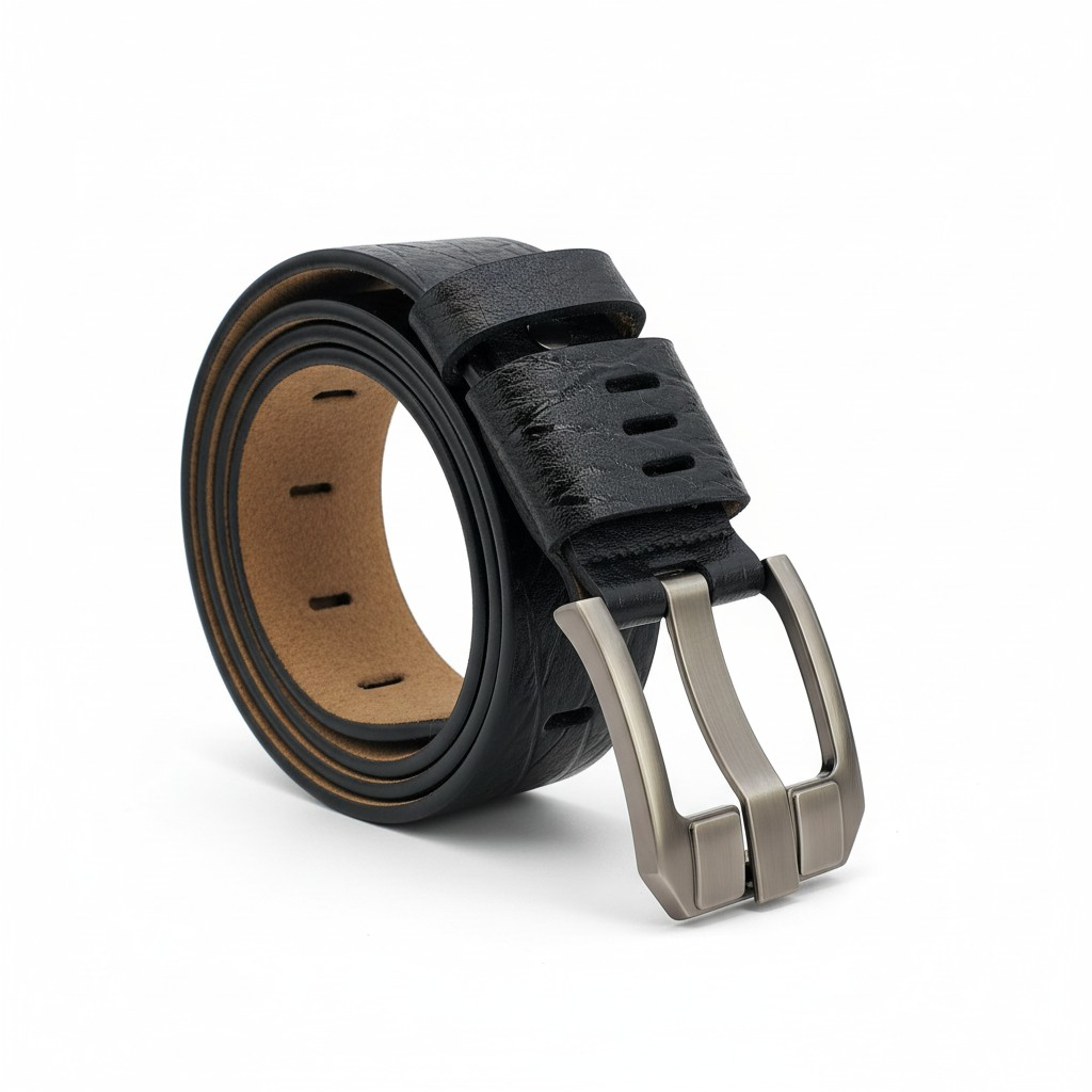 Cinturón de Cuero Genuino, Diseño Entrecruzado – Black