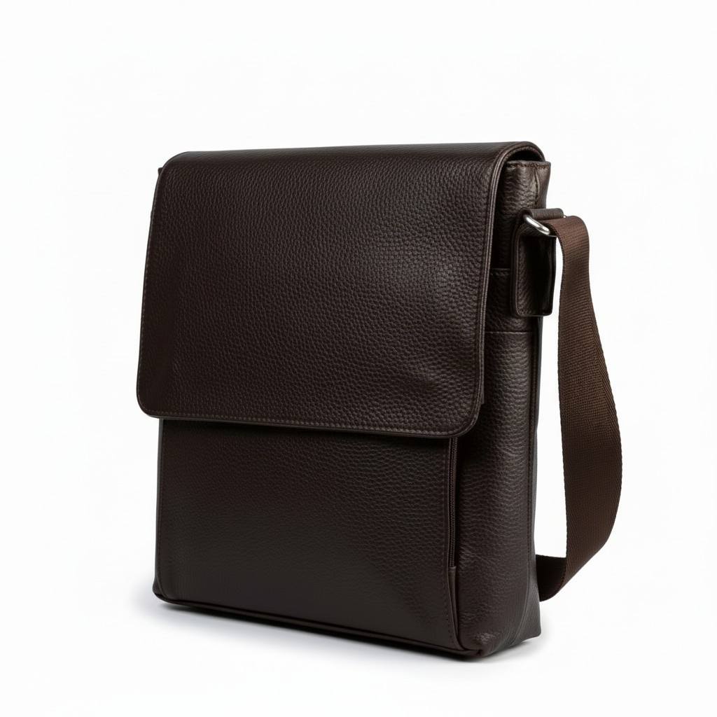Bolso Mensajero Grande de Cuero Genuino – Coffee