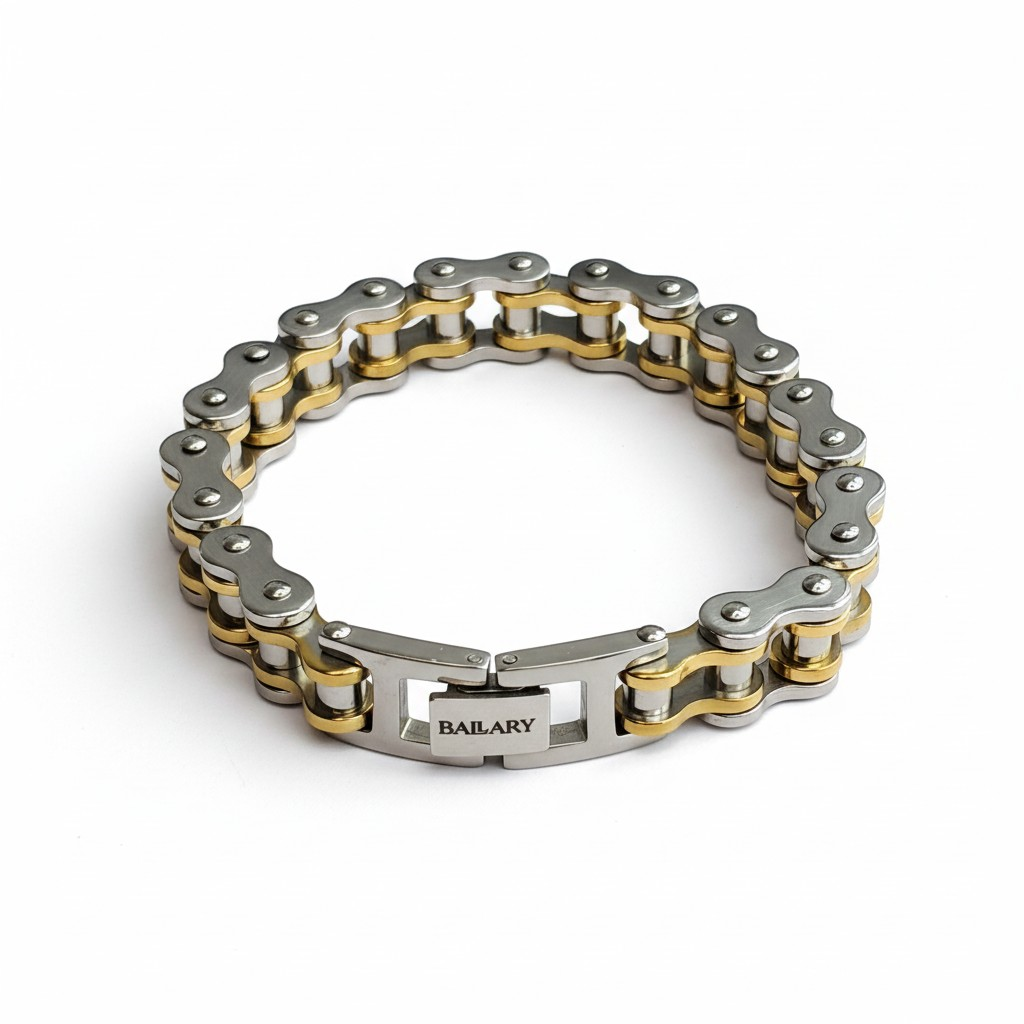 Pulsera Acero 316L "Bike Chain" – Silver Gold