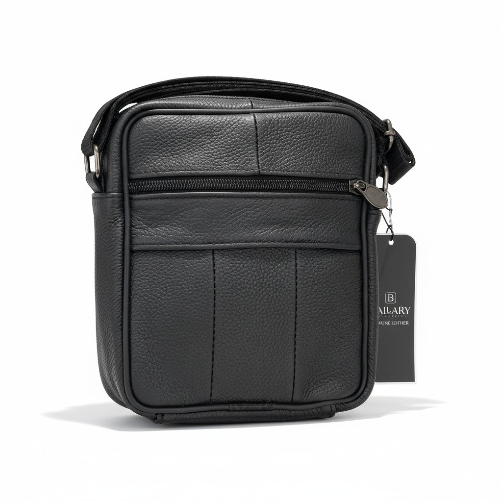 Bolso Mensajero de Cuero Genuino "Daily Carrier"– Black